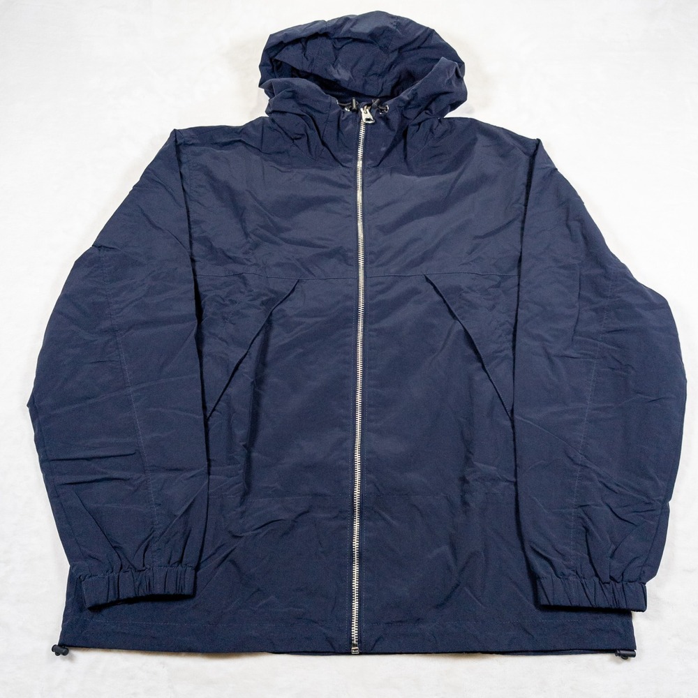 HM Technical Jacket Mens L Navy Blue Hooded Windproof Water Resistant Parka